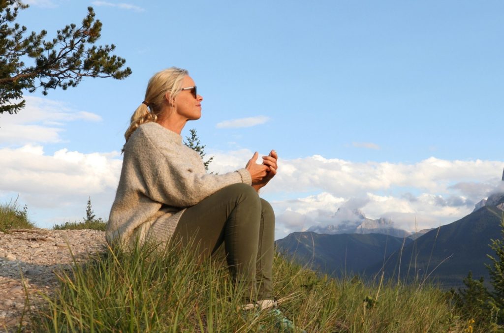 older woman on hike wondering how marijuana impacts anxiety